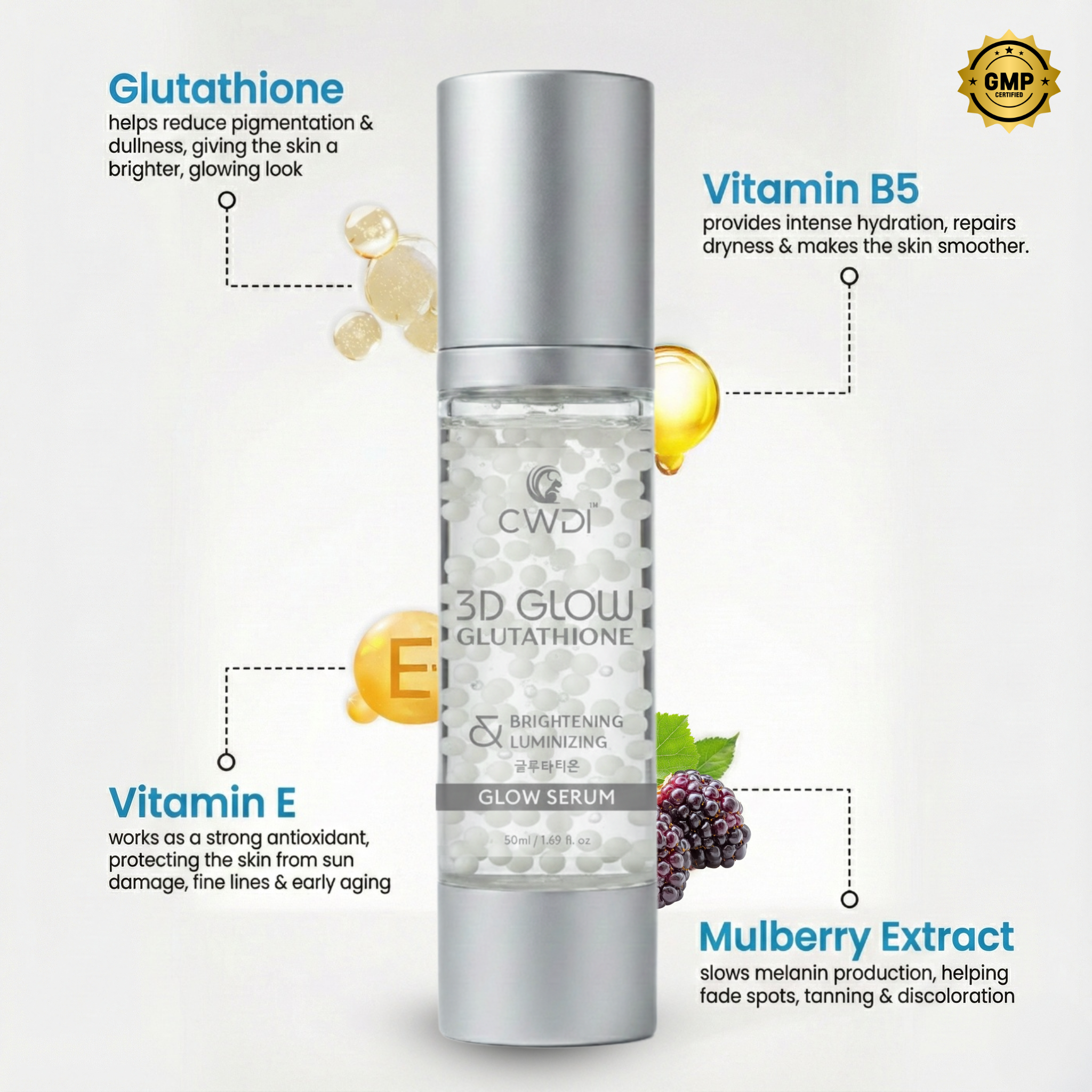 Glutathione 3D Glow Serum  Skin Brightening Face Serum  CWDI
